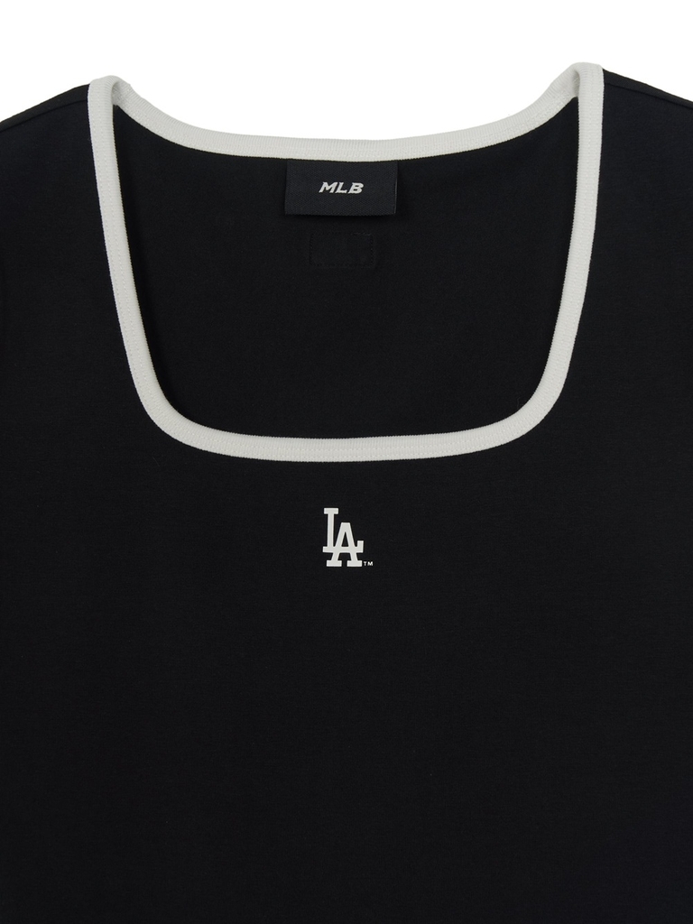 Áo Croptop MLB Women's Basic Square Neck Slim Fit Short Sleeve T-shirt LA Dodgers Black