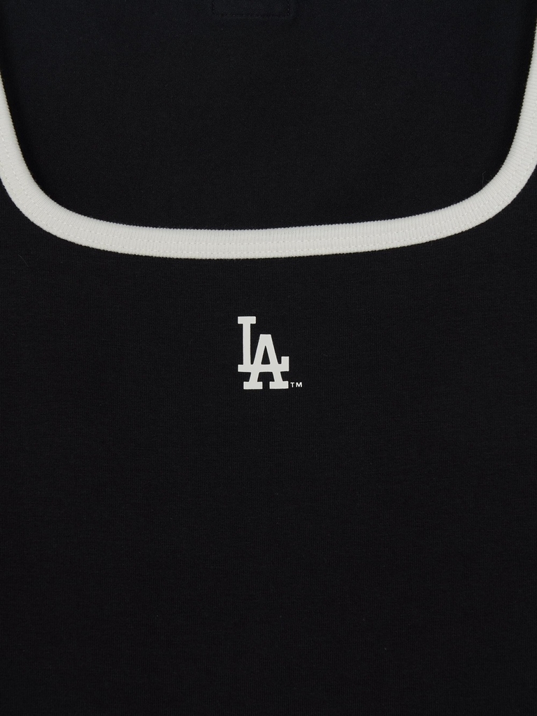 Áo Croptop MLB Women's Basic Square Neck Slim Fit Short Sleeve T-shirt LA Dodgers Black