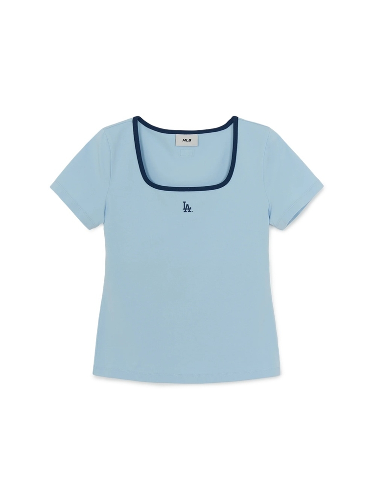 Áo Croptop MLB Women's Basic Square Neck Slim Fit Short Sleeve T-shirt LA Dodgers Blue