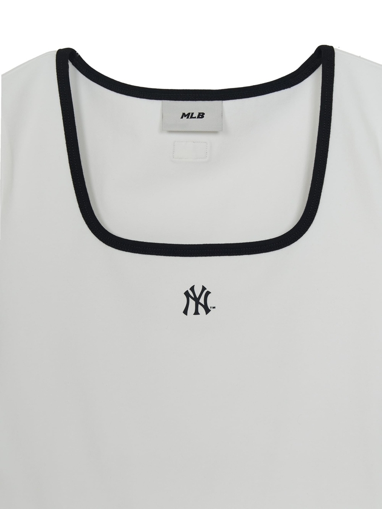 Áo Croptop MLB Women's Basic Square Neck Slim Fit Short Sleeve T-Shirt New York Yankees White