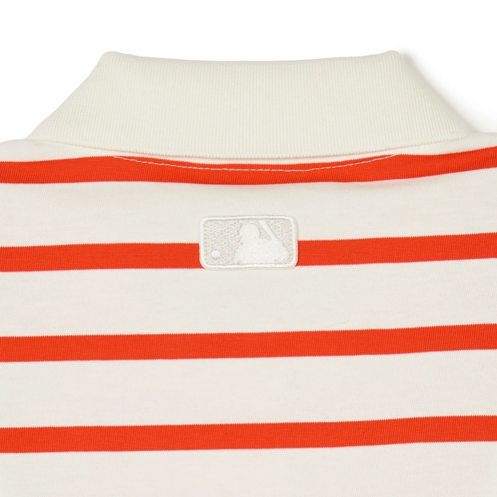 Áo Croptop MLB Korea Women's Varsity Striped Collar New York Yankees Cream