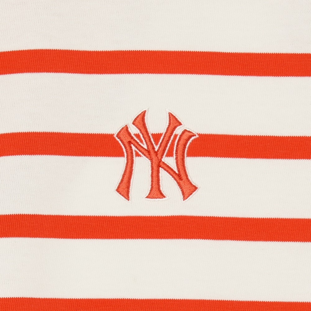 Áo Croptop MLB Korea Women's Varsity Striped Collar New York Yankees Cream