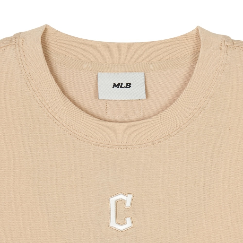 Áo Croptop MLB Korea Basic Small Logo Cleveland Guardians Beige