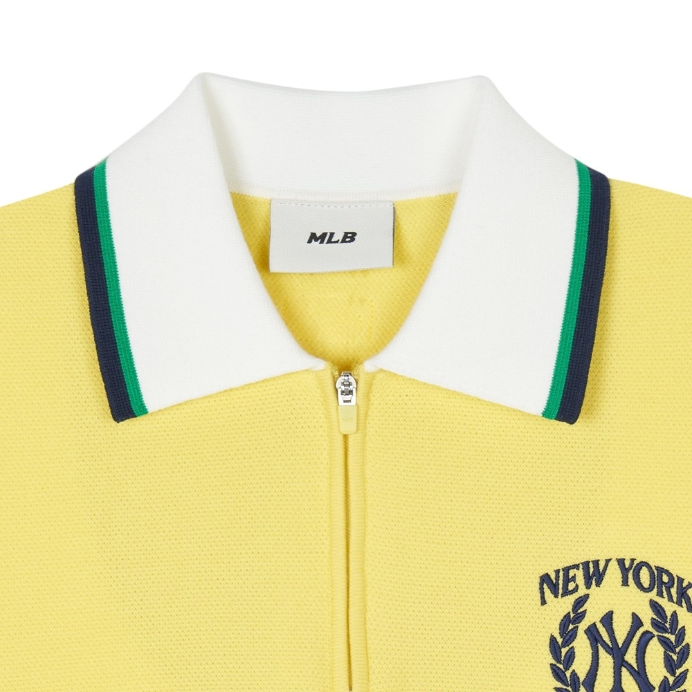 Áo Croptop MLB Korea Women's Sportive Varsity Half Zip Up New York Yankees Yellow