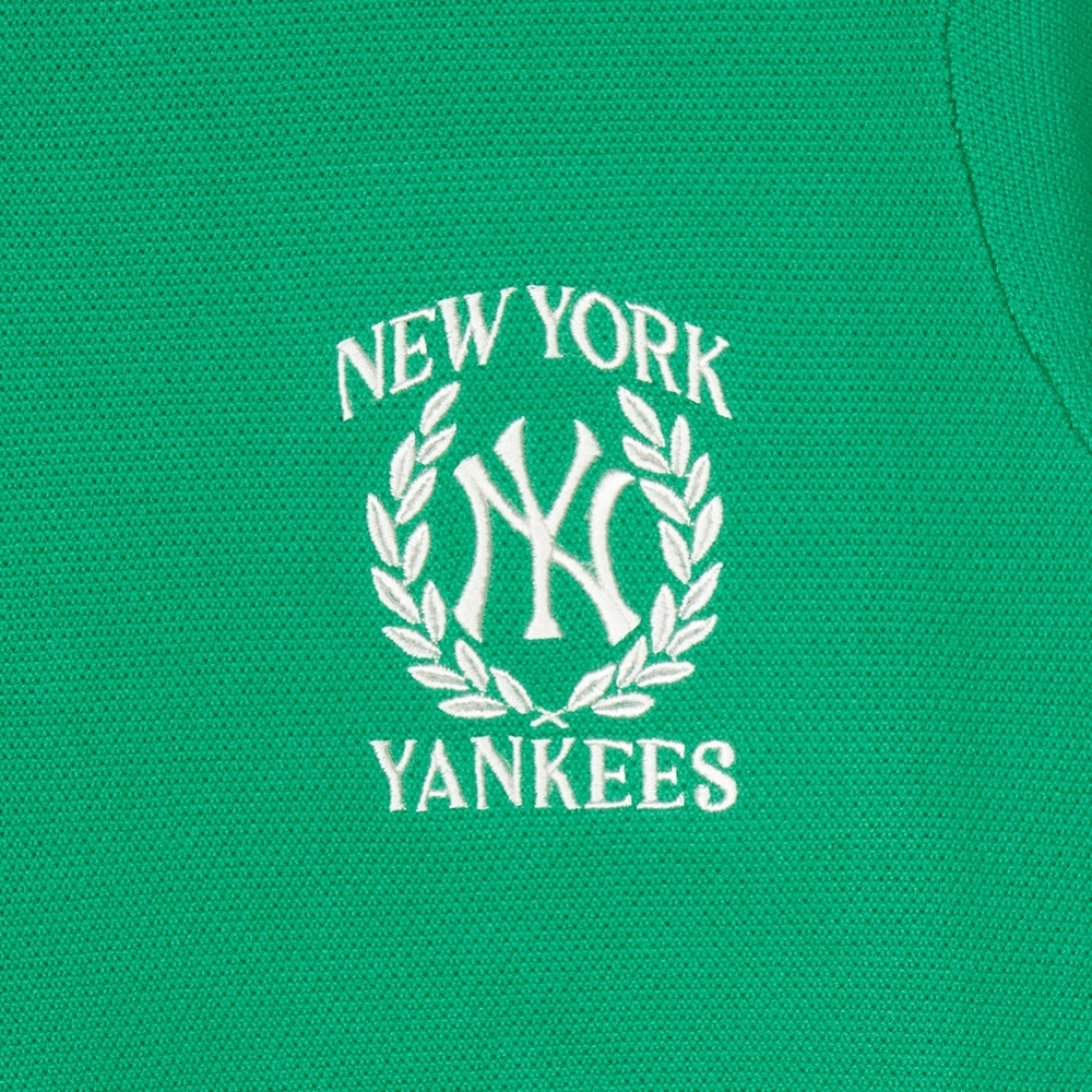 Áo Croptop MLB Korea Women's Sportive Varsity Half Zip Up New York Yankees Green