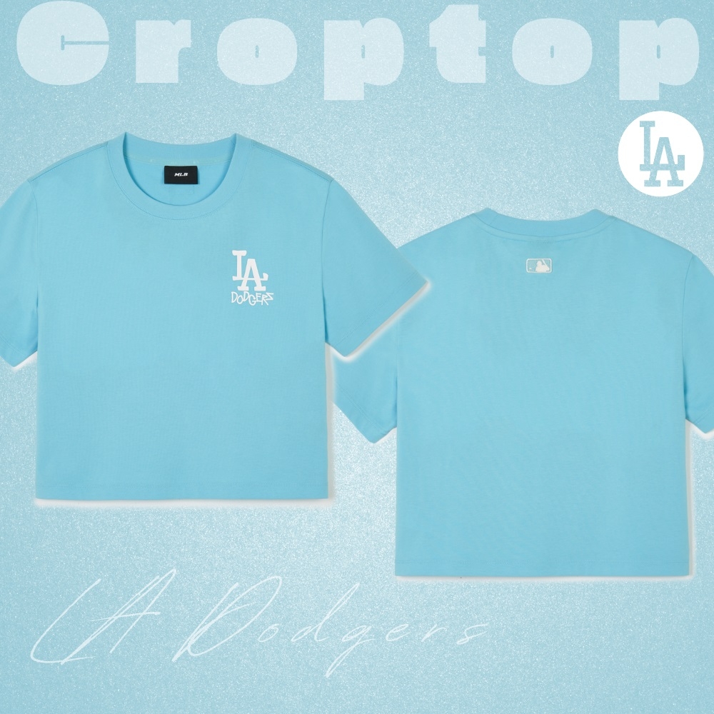 Áo Croptop MLB Korea Women's Street Small Logo LA Dodgers Blue