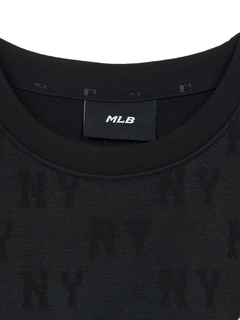 Áo Croptop MLB Women's Classic Mono Jacquard Crop Short Sleeve T-Shirt New York Yankees Black