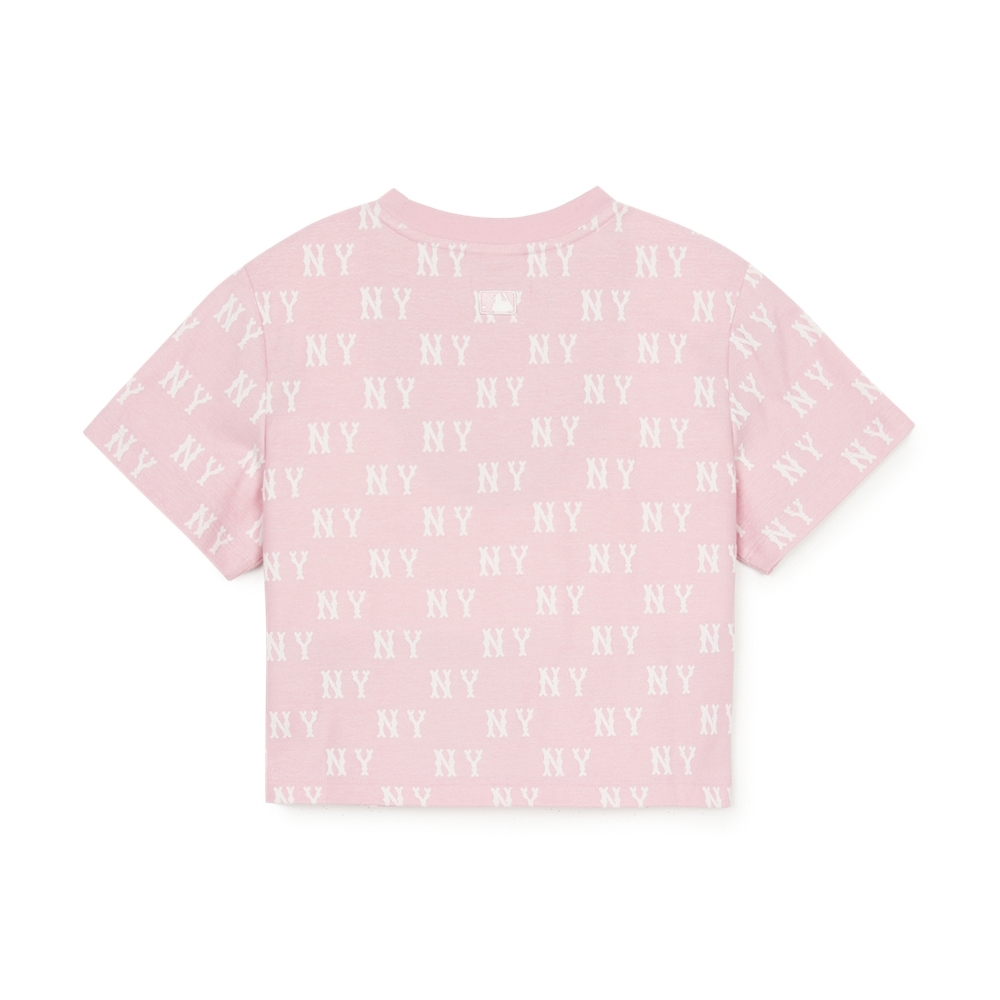 Áo Croptop MLB Women's Classic Mono Jacquard Crop Short Sleeve T-Shirt New York Yankees Pink