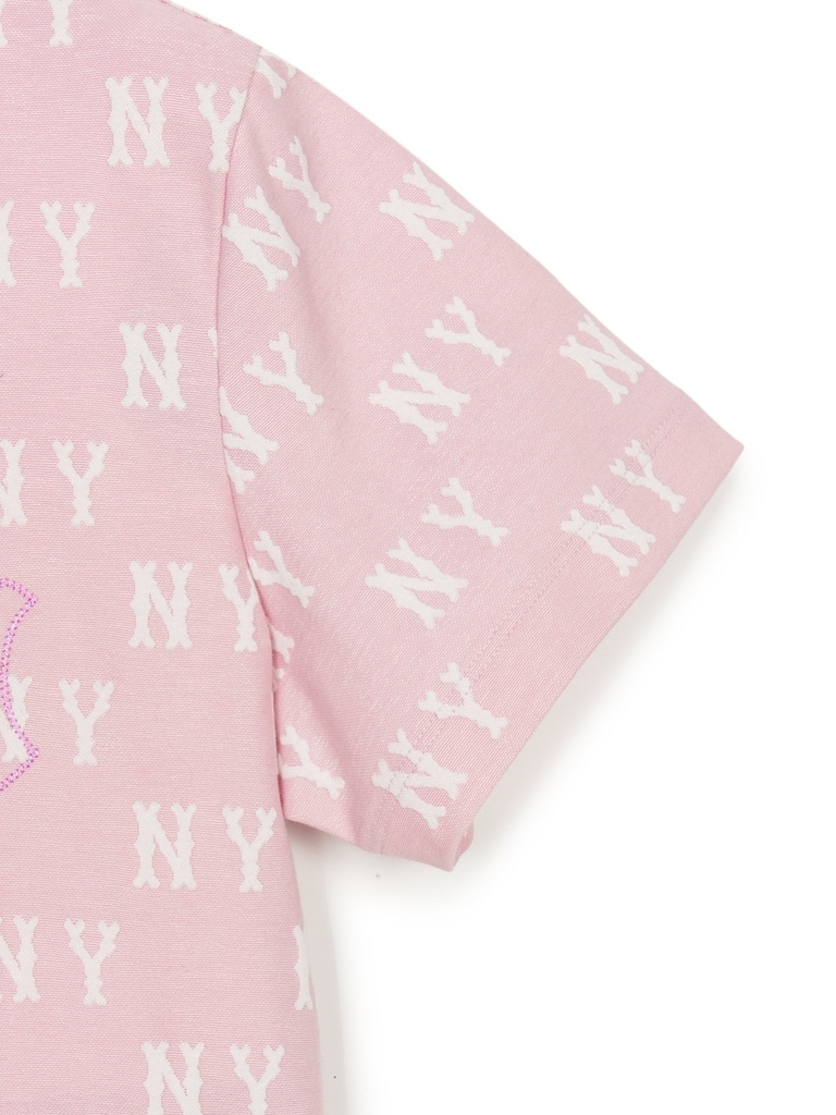 Áo Croptop MLB Women's Classic Mono Jacquard Crop Short Sleeve T-Shirt New York Yankees Pink