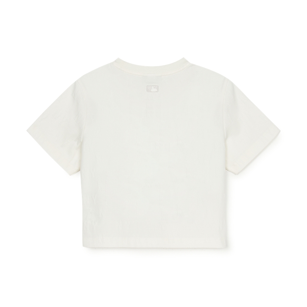 Áo Croptop MLB Women's Classic Mono Jacquard Crop Short Sleeve T-Shirt New York Yankees Ivory