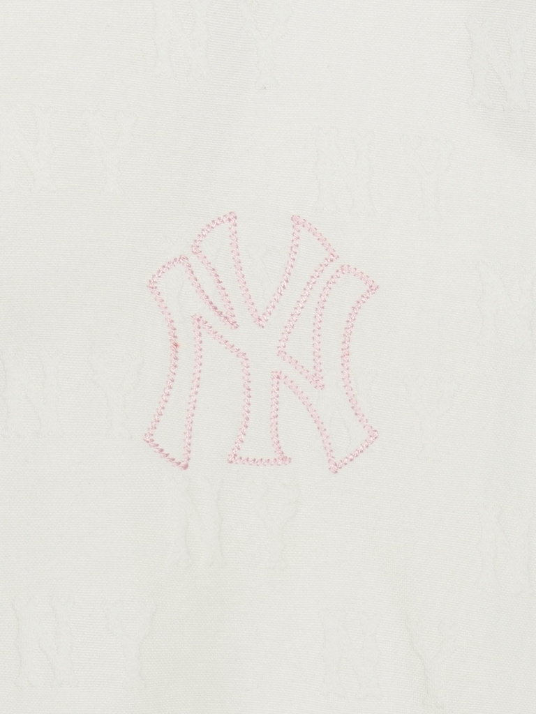 Áo Croptop MLB Women's Classic Mono Jacquard Crop Short Sleeve T-Shirt New York Yankees Ivory