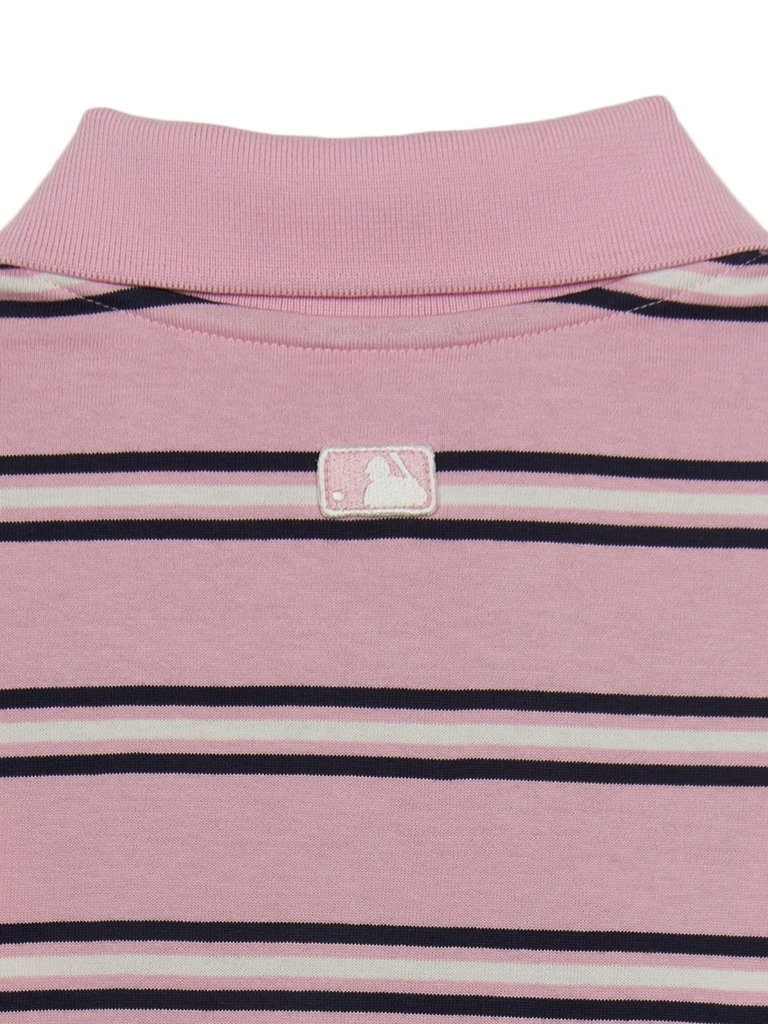 Áo Croptop MLB Women's Varsity Stripe Crop Collar T-Shirt Boston Red Sox Pink