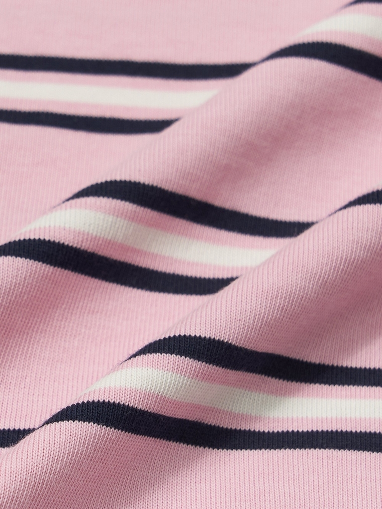 Áo Croptop MLB Women's Varsity Stripe Crop Collar T-Shirt Boston Red Sox Pink