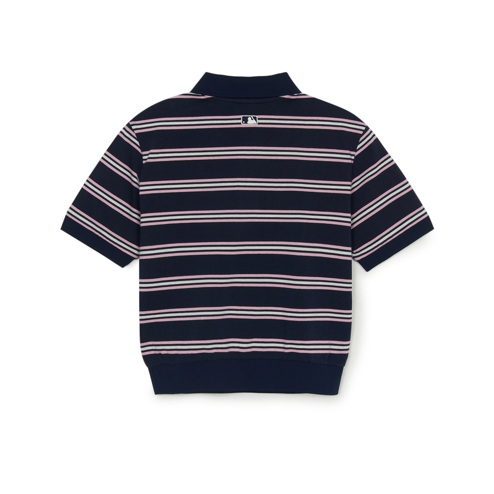 Áo Croptop MLB Women's Varsity Stripe Crop Collar T-Shirt Boston Red Sox Navy