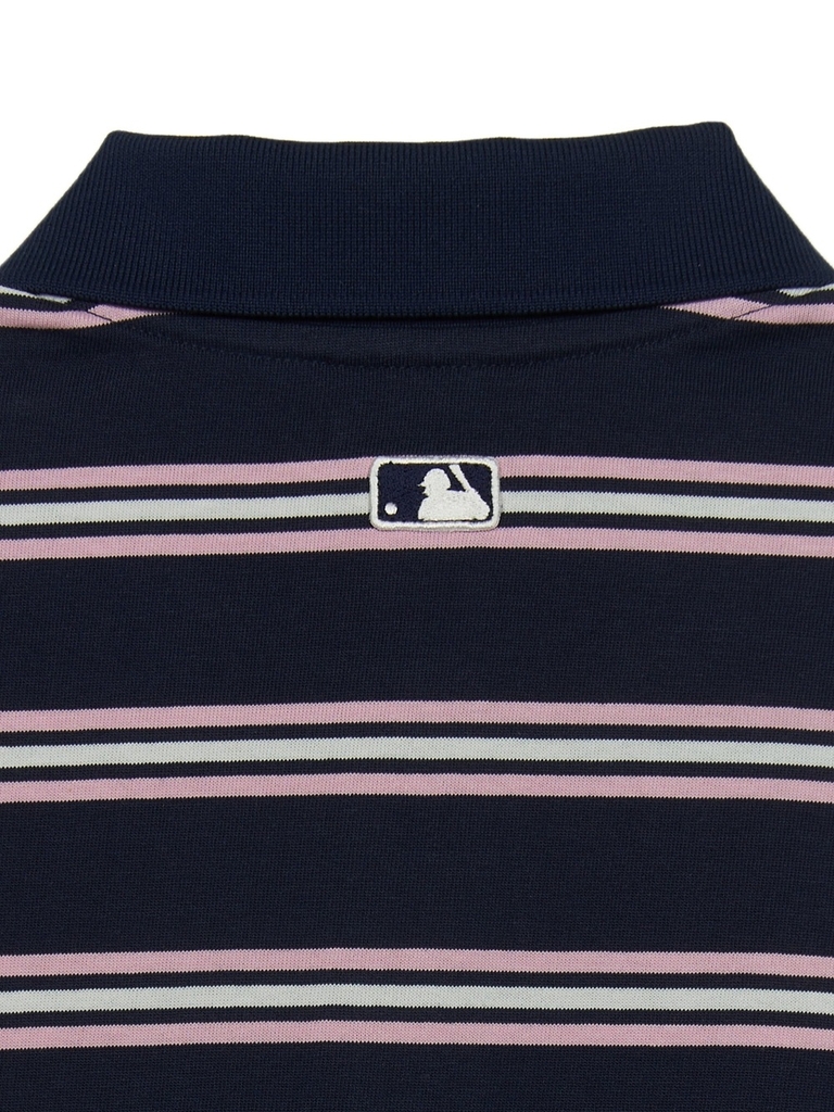 Áo Croptop MLB Women's Varsity Stripe Crop Collar T-Shirt Boston Red Sox Navy