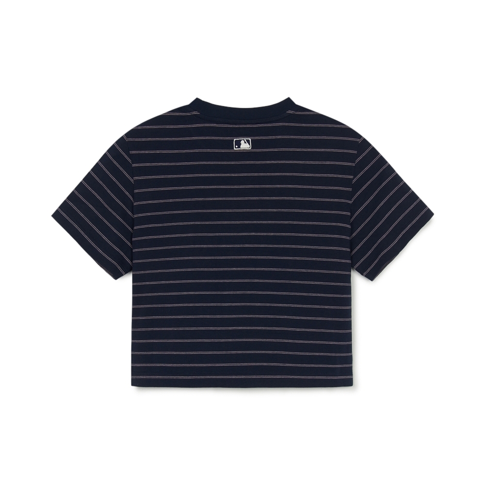 Áo Croptop MLB Women's Varsity Stripe Crop Short Sleeve T-Shirt Boston Red Sox Navy