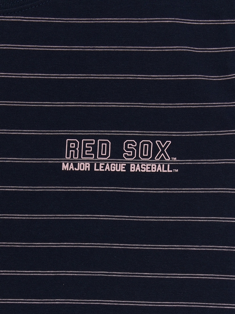 Áo Croptop MLB Women's Varsity Stripe Crop Short Sleeve T-Shirt Boston Red Sox Navy