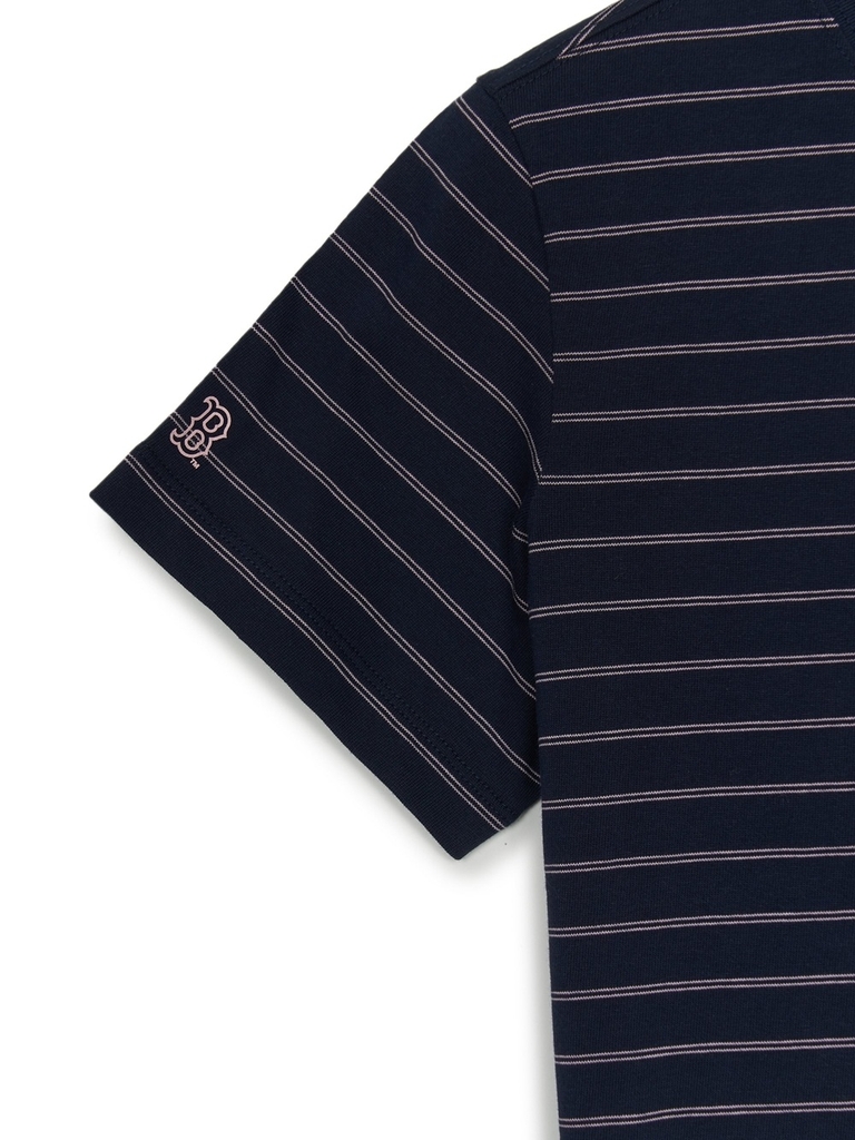 Áo Croptop MLB Women's Varsity Stripe Crop Short Sleeve T-Shirt Boston Red Sox Navy