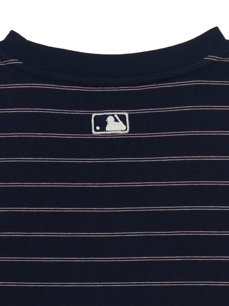 Áo Croptop MLB Women's Varsity Stripe Crop Short Sleeve T-Shirt Boston Red Sox Navy