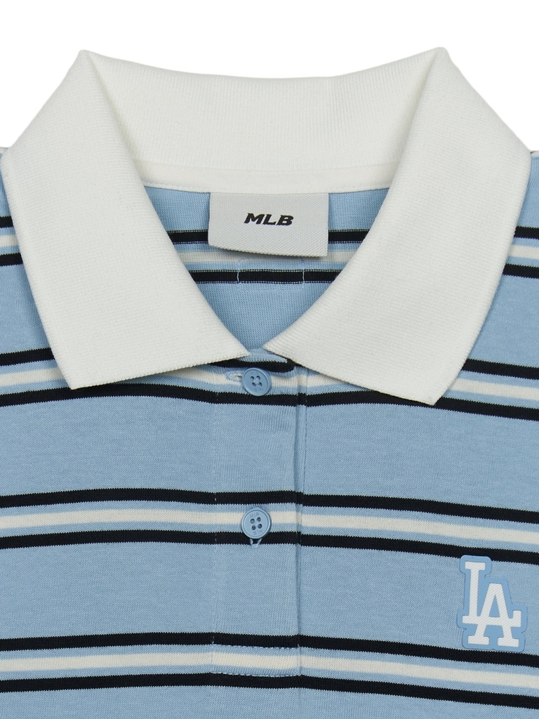 Áo Croptop MLB Women's Varsity Stripe Crop Collar T-Shirt LA Dodgers Blue