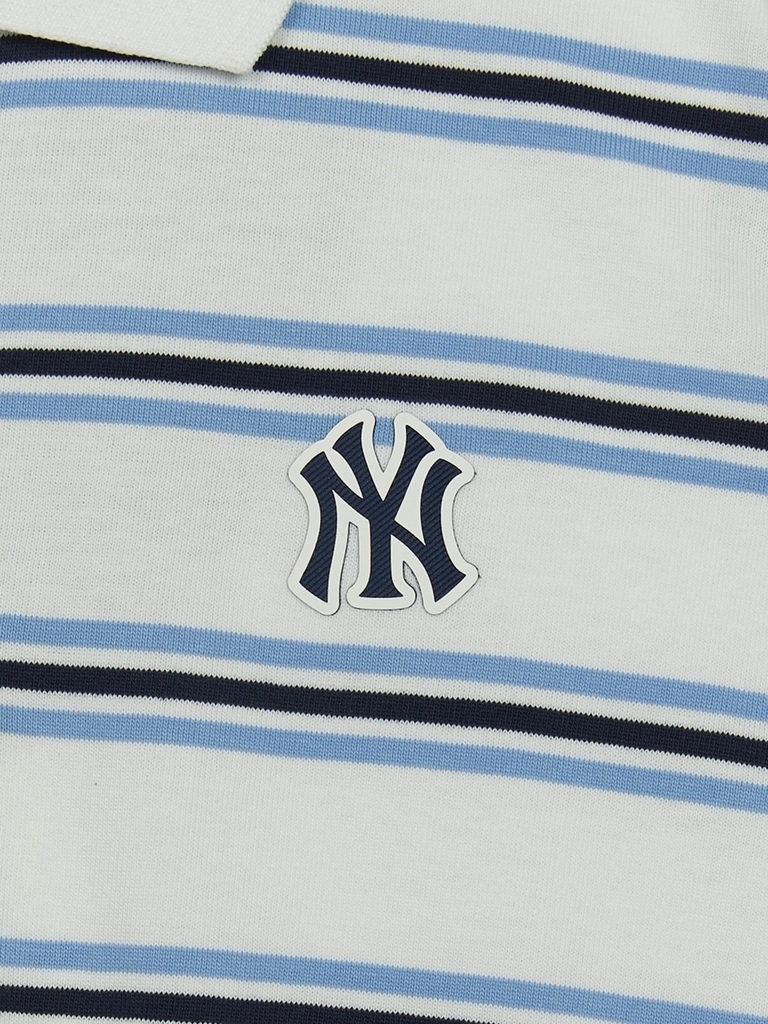 Áo Croptop MLB Women's Varsity Stripe Crop Collar T-Shirt New York Yankees Ivory