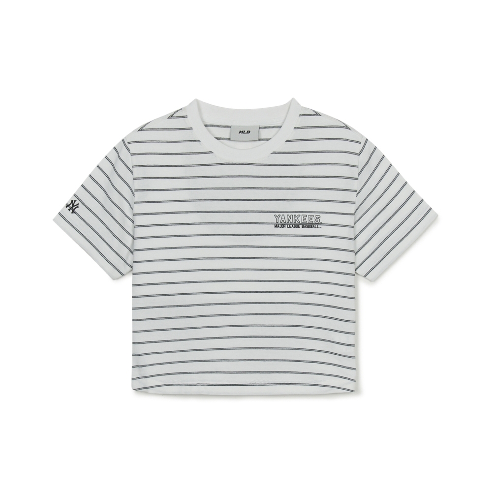 Áo Croptop MLB Women's Varsity Stripe Crop Short Sleeve T-Shirt New York Yankees White