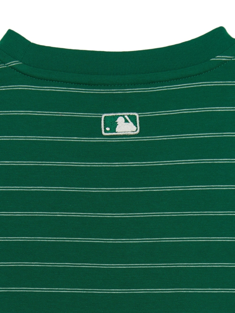 Áo Croptop MLB Women's Varsity Stripe Crop Short Sleeve T-Shirt New York Yankees Green