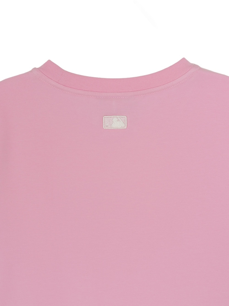 Áo Croptop MLB Women's Ribbon Graphic Slim Semi-Crop Short Sleeve T-Shirt Cleveland Guardians Pink