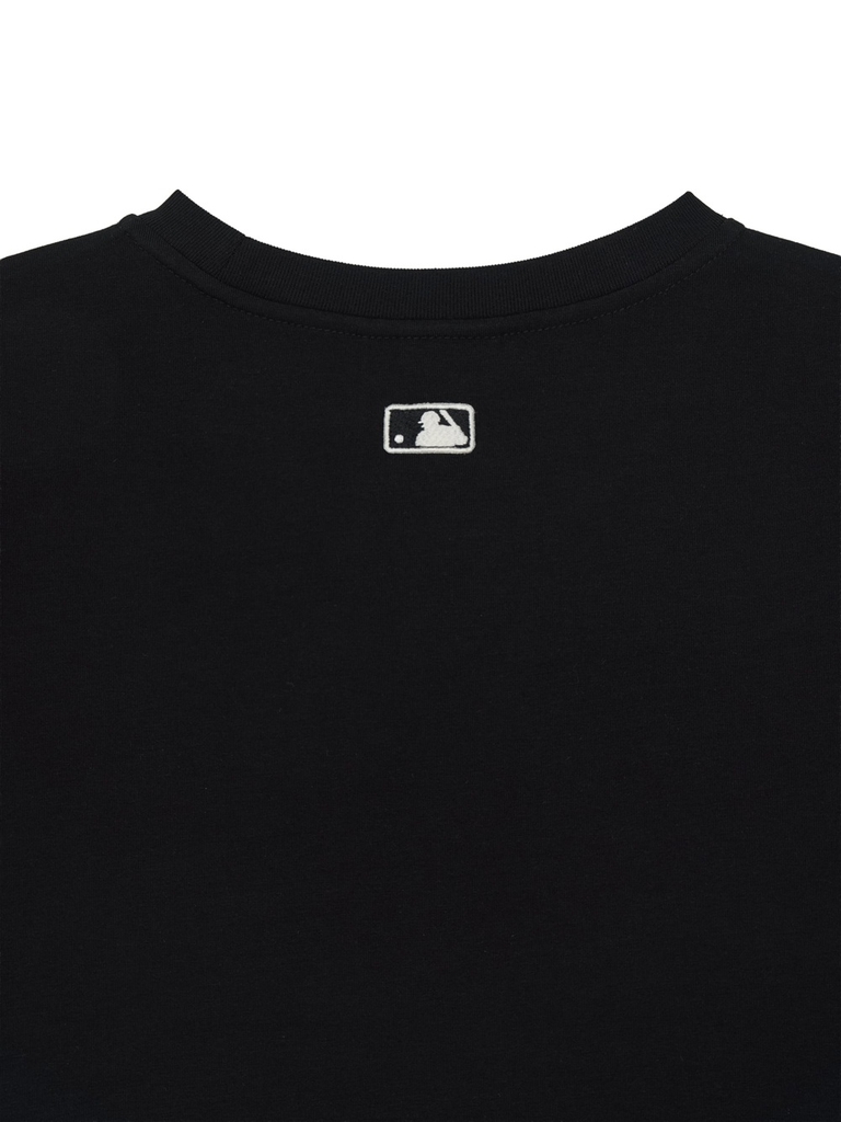 Áo Croptop MLB Women's Ribbon Graphic Slim Semi-Crop Short Sleeve T-Shirt LA Dodgers Black