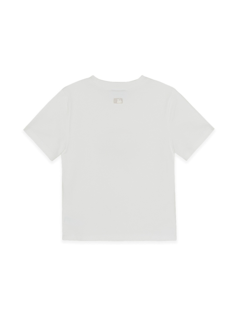 Áo Croptop MLB Women's Ribbon Graphic Slim Semi-Crop Short Sleeve T-Shirt New York Yankees White