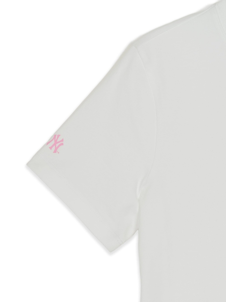Áo Croptop MLB Women's Ribbon Graphic Slim Semi-Crop Short Sleeve T-Shirt New York Yankees White