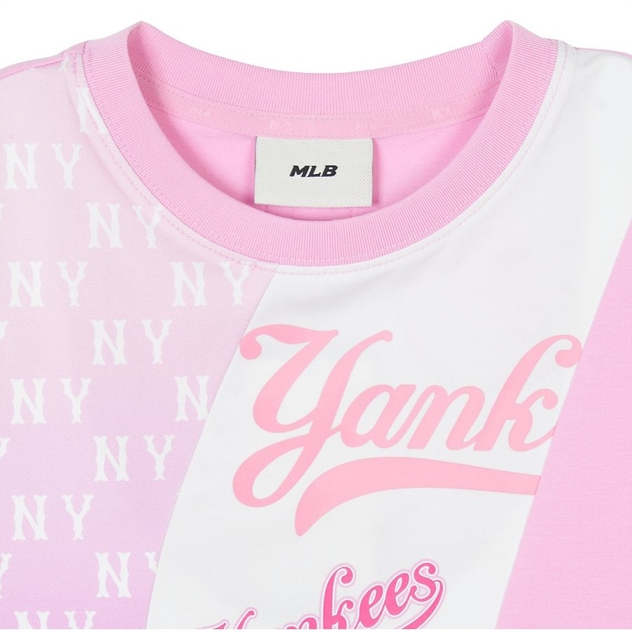 Áo Croptop MLB Women's Mono Block Slim Crop T-Shirts New York Yankees Pink