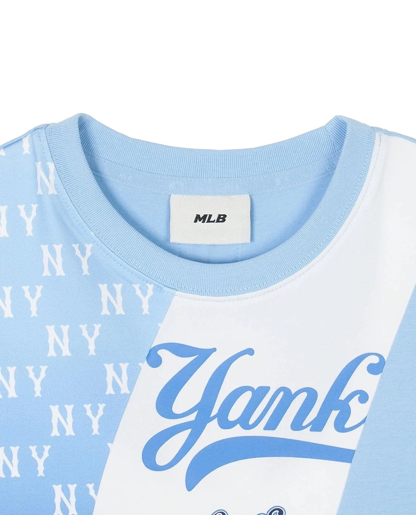 Áo Croptop MLB Women's Mono Block Slim Crop T-Shirts New York Yankees Blue