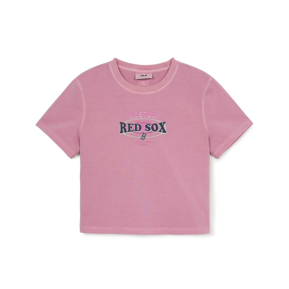 Áo Croptop MLB Women's Varsity Vintage Washed Graphic Crop Short Sleeve T-Shirt Boston Red Sox Pink