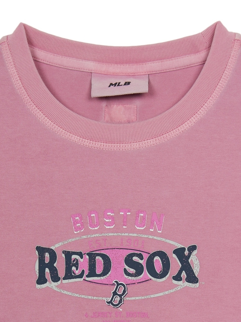 Áo Croptop MLB Women's Varsity Vintage Washed Graphic Crop Short Sleeve T-Shirt Boston Red Sox Pink