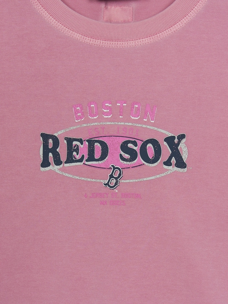 Áo Croptop MLB Women's Varsity Vintage Washed Graphic Crop Short Sleeve T-Shirt Boston Red Sox Pink