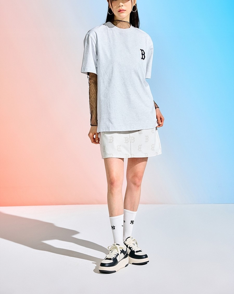 Áo Thun MLB Classic Monogram Big Logo Short Sleeve Boston Red Sox L.Melange Grey