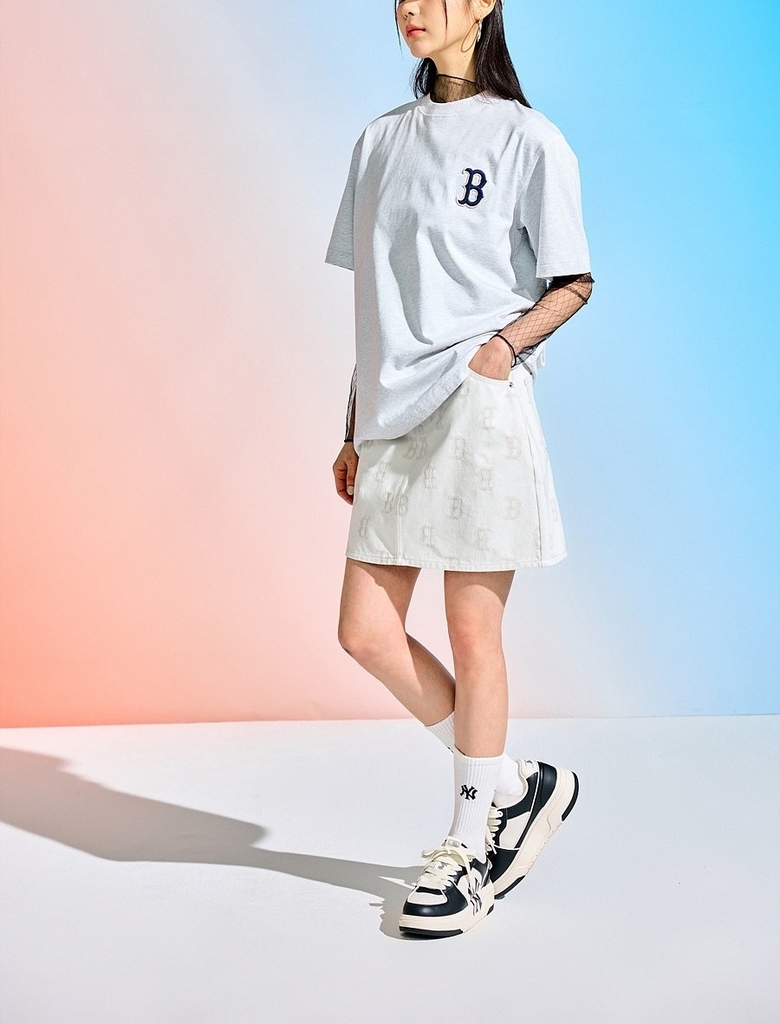 Áo Thun MLB Classic Monogram Big Logo Short Sleeve Boston Red Sox L.Melange Grey