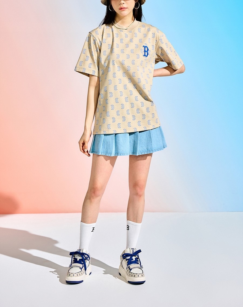 Áo Thun MLB Classic Monogram Front Panel Pattern Short Sleeve Boston Red Sox L.Sand