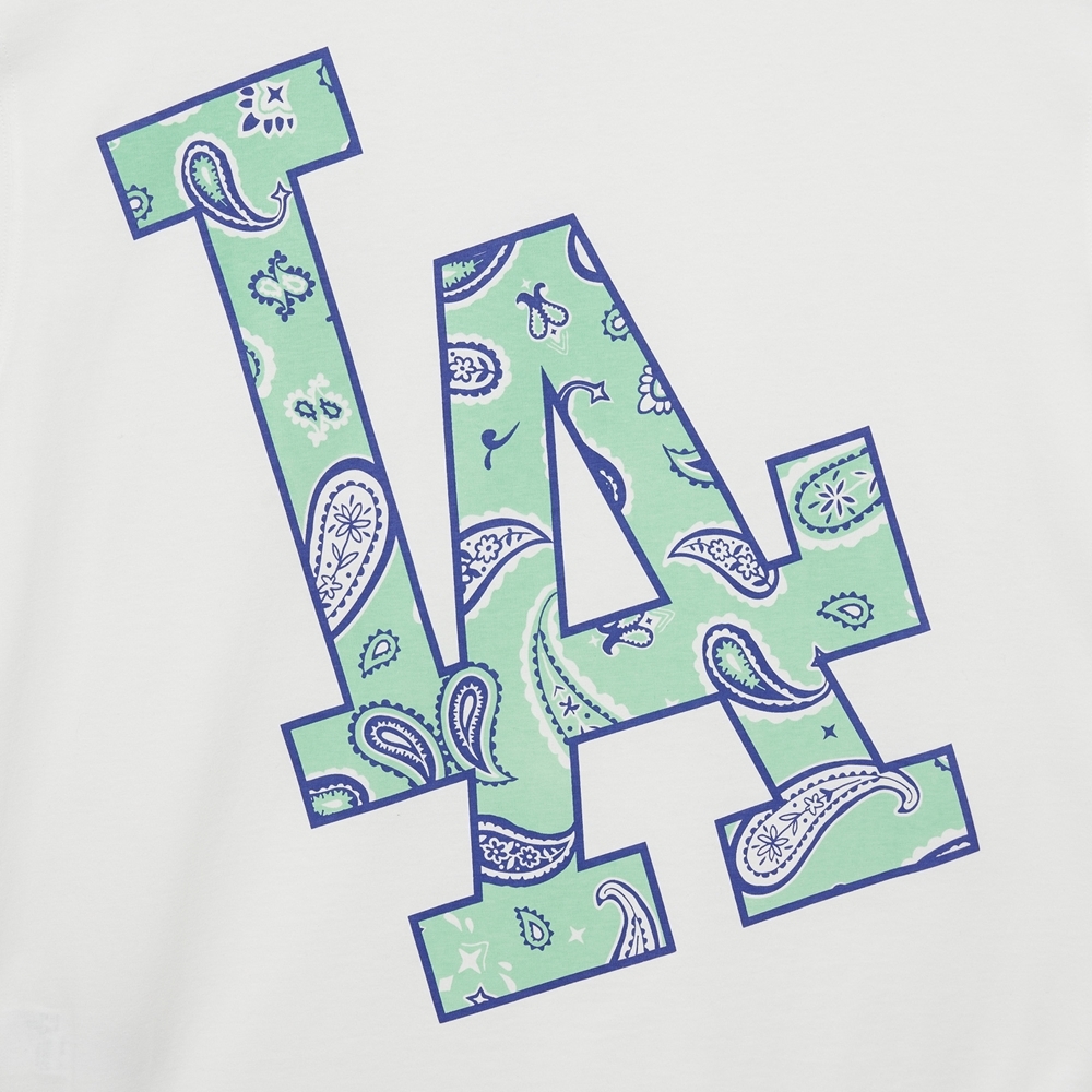Áo Thun MLB Paisley Clipped Logo Short Sleeve LA Dodgers Off White