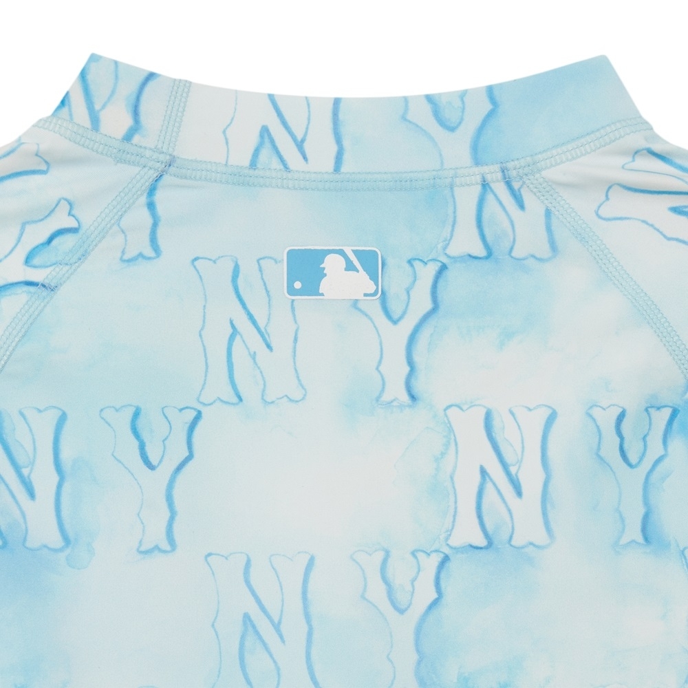 Áo MLB Water Monogram Patten Rash Guard New York Yankees Aqua Blue