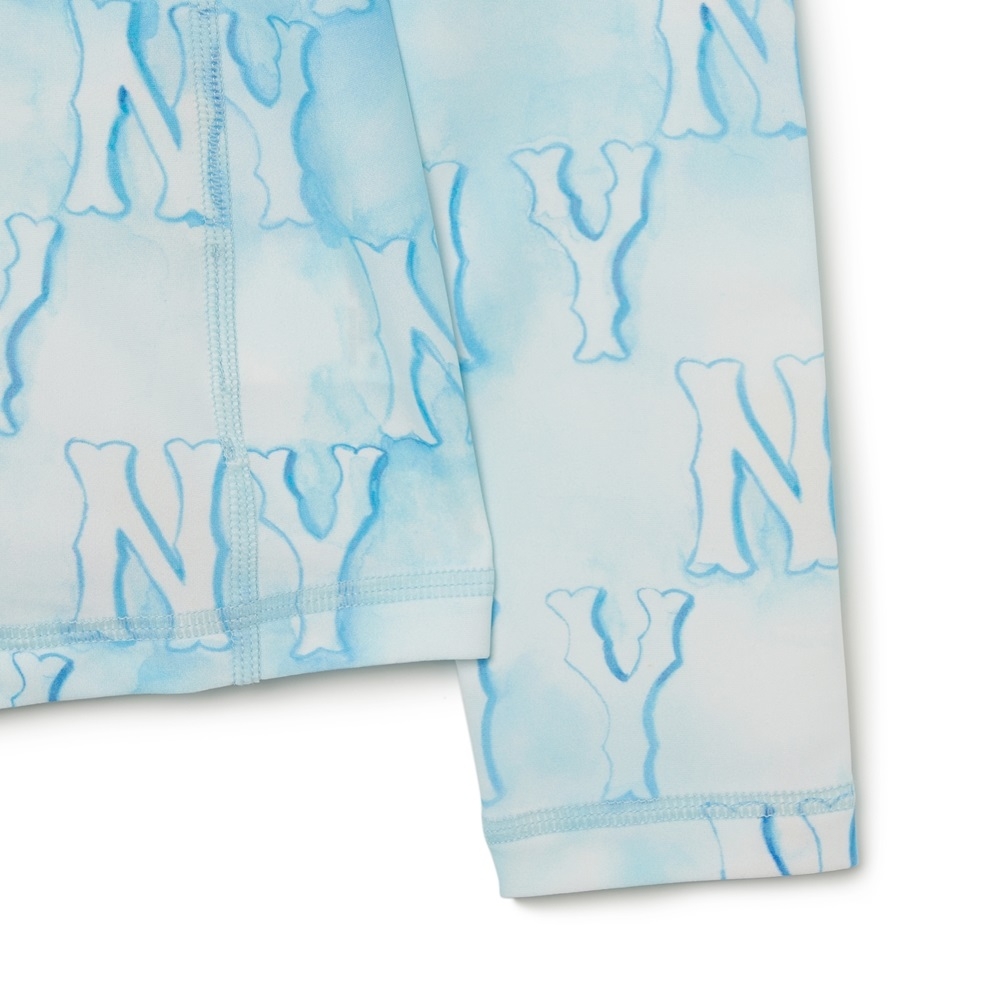 Áo MLB Water Monogram Patten Rash Guard New York Yankees Aqua Blue