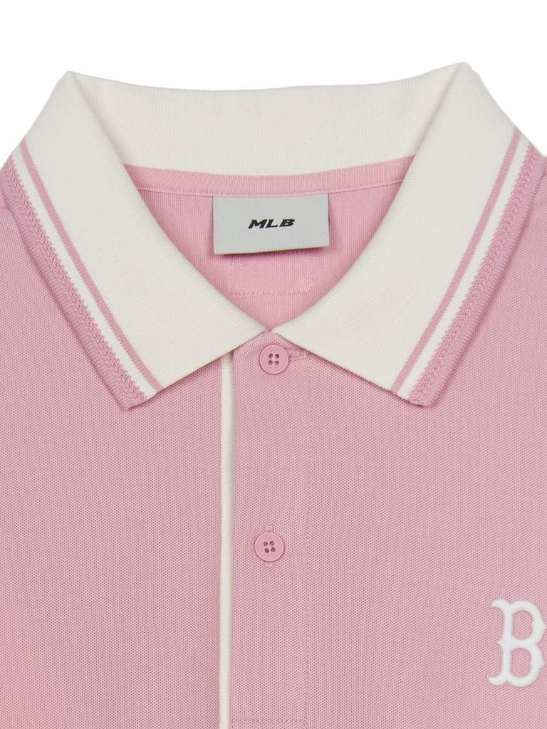 Áo Polo MLB Basic Cara Color Comfortable Fit Cara T-Shirt Boston Red Sox Pink