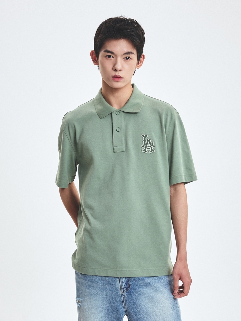 Áo Polo MLB Basic Coopers Logo Overfit Collar T-Shirt LA Angels Khaki