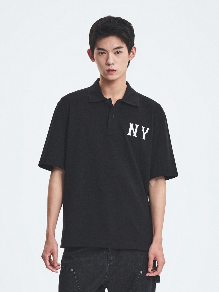 Áo Polo MLB Basic Coopers Logo Overfit Collar T-Shirt New York Yankees Black