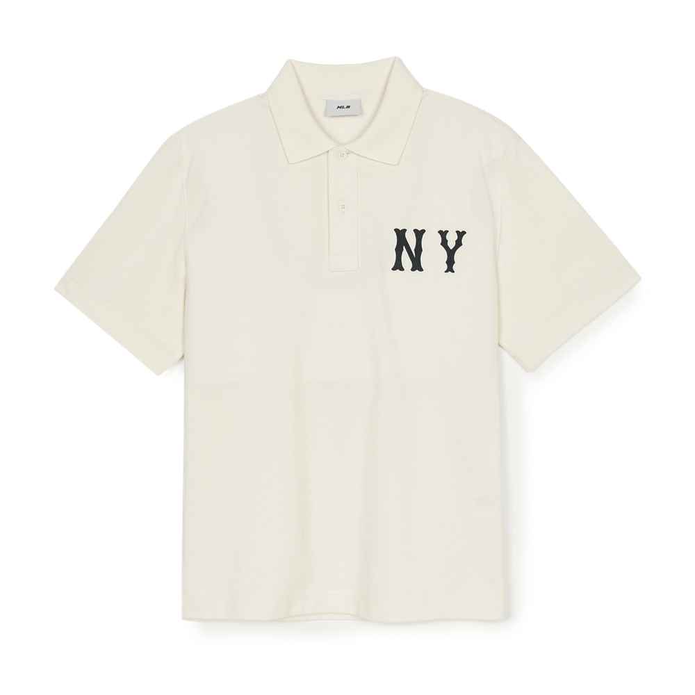 Áo Polo MLB Basic Coopers Logo Overfit Collar T-Shirt New York Yankees Cream