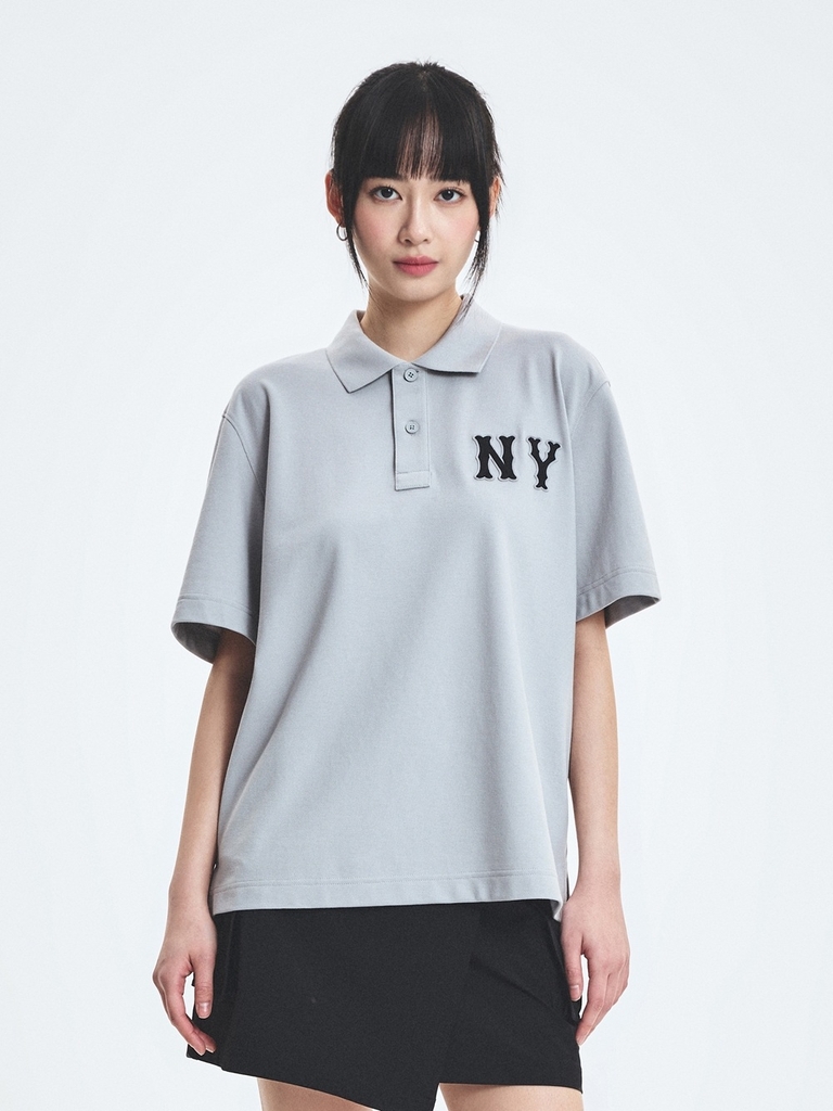Áo Polo MLB Basic Coopers Logo Overfit Collar T-Shirt New York Yankees Grey