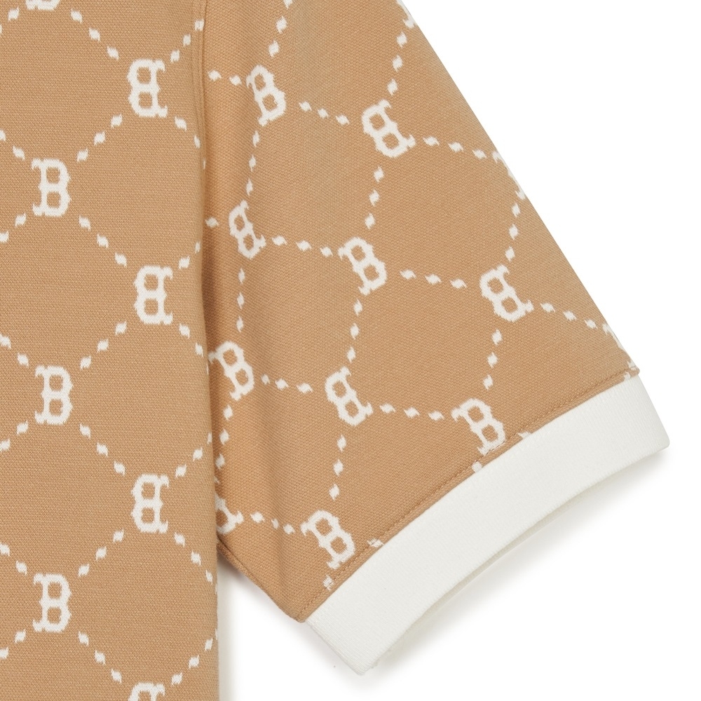 Áo Polo MLB Korea Women's Dia Mono Jacquard Collar Boston Red Sox Camel