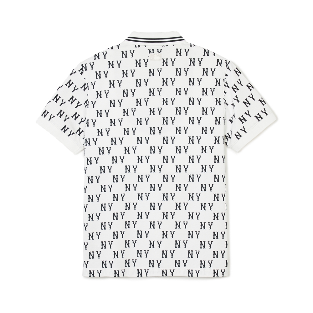 Áo Polo MLB Korea Classic Mono Front Pattern Collar New York Yankees Ivory