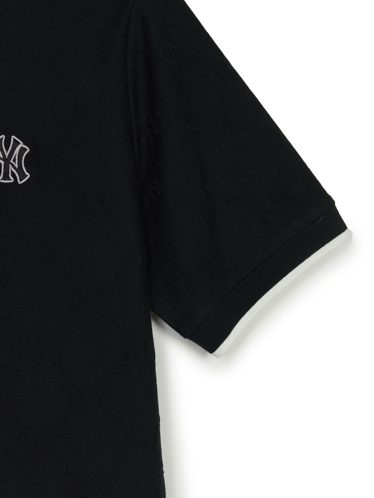 Áo Polo MLB Women's Dia Mono Tonton Jacquard Collar T-Shirt New York Yankees Black